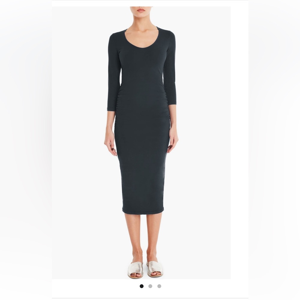 Michael Stars Ruched Midi Dress in Black size Small